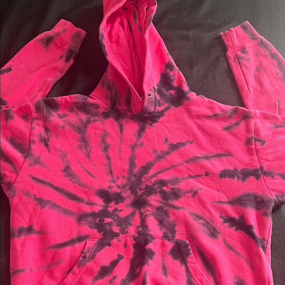 Pink and Black Tie-Dye Hoodie